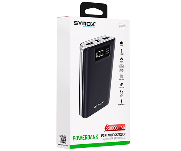 Внешний аккумулятор (повербанк) Power Bank Syrox PB107-White 20000 mAh с LED-дисплеем белый (PB107-White_1088) - изображение 6