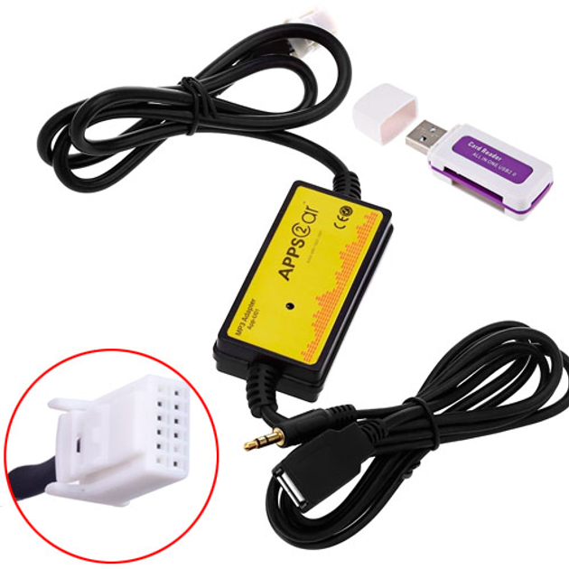 USB AUX MP3 адаптер для магнітоли 6+6пін Toyota Lexus Apps2Car WT-USB01 ...