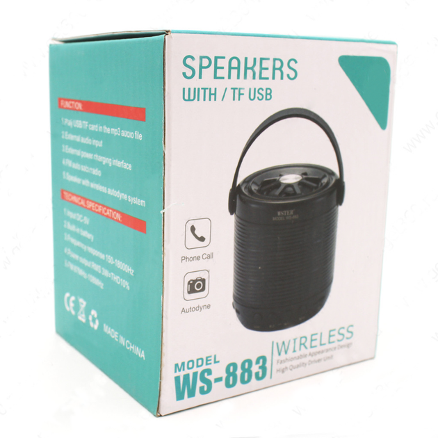 Портативная Bluetooth колонка SPS WS-883, черная - изображение 3