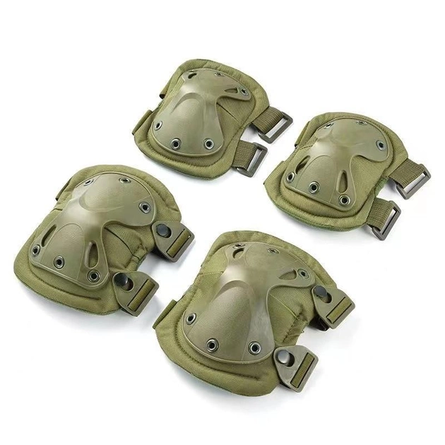 Комплект защиты тактические наколенники и налокотники F001 олива зеленые - изображение 1