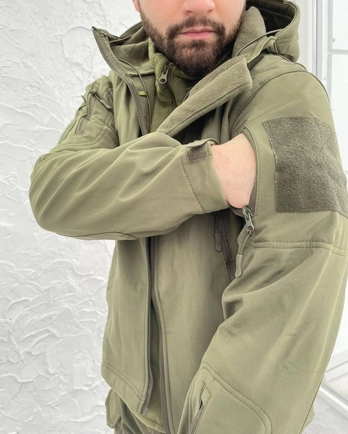 Куртка тактична Softshell Оливкова тепла зимова куртка для військових софтшелл M - зображення 1