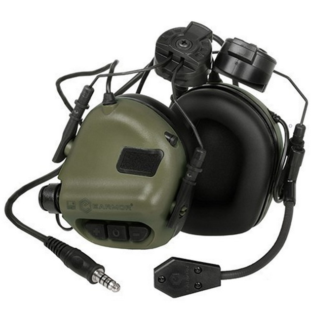 Активні навушники на шолом з мікрофоном гарнітурою Opsmen Earmor M32H Олива (150250) - зображення 2