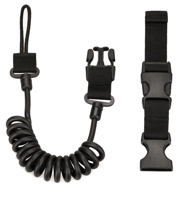 Шнур страховочный спиральный тренчик-карабин паракорд Черный - изображение 1