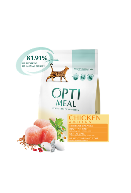 Сухой корм для взрослых кошек с Курицей 200 г OPTIMEAL ОПТИМИЛ - Фото 1 Сухой корм для взрослых кошек с Курицей 200 г OPTIMEAL ОПТИМИЛ - изображение 1