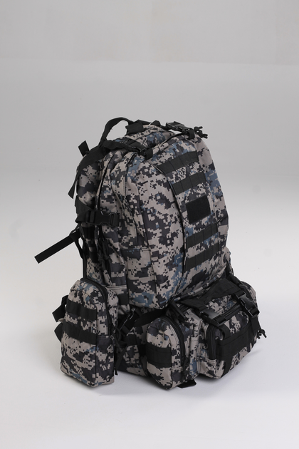 Військовий тактичний рюкзак Yakeda 50-60л Піксель чорний - зображення 1