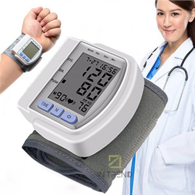 Автоматический тонометр на запястье CK-102S BP MACHINE Белый цифровой ...