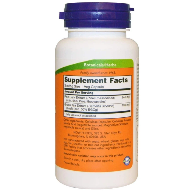 Пікногенол NOW Foods Pine Bark Extract 240 mg 90 Veg Caps - Фото 2 Пікногенол NOW Foods Pine Bark Extract 240 mg 90 Veg Caps - зображення 2