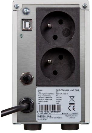 UPS Ever ECO Pro Line-Interactive 700VA 420W AVR CDS PL (W/EAVRTO-000K70/00) - obraz 3