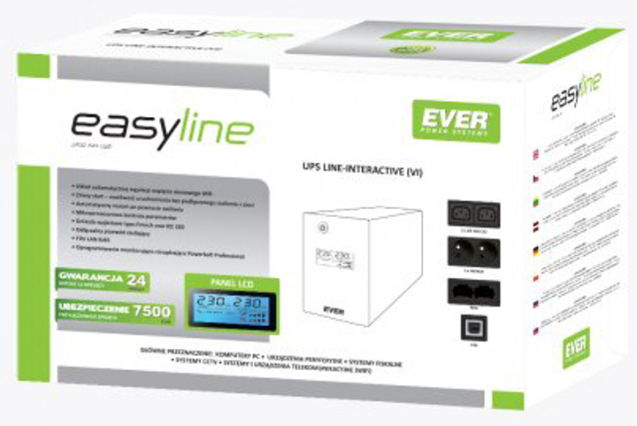 ИБП Ever EASYLINE Line-Interactive 1200VA 600W LCD AVR Bl (T/EASYTO-001K20/00) - изображение 3