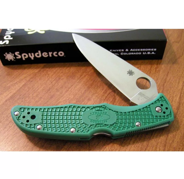 Ніж складаний кишеньковий з фіксацією Back Lock Spyderco C10FPGR Endura 4 FRN Flat Ground 222 мм, Green - зображення 2