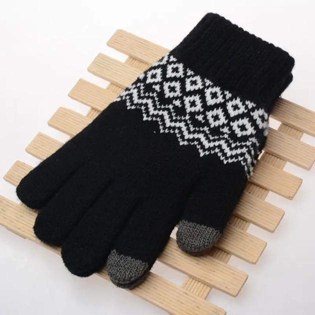 Зимові сенсорні рукавички для телефону Touchscreen Gloves з візерунком. - зображення 6