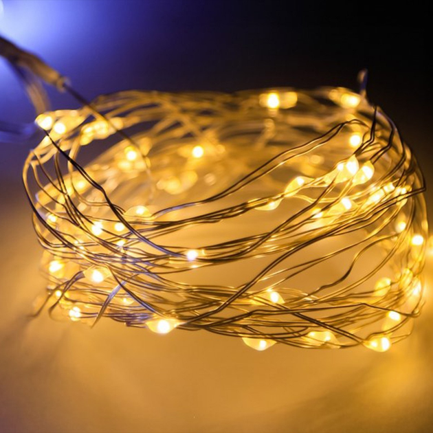 Гірлянда світлодіодна нитка "крапля роси" 5 м 50 LED батарейки тепла ...