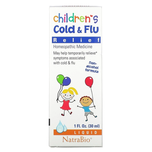 Натуральное средство от простуды и гриппа для детей NatraBio Children's Cold & Flu Relief 30 мл - изображение 1