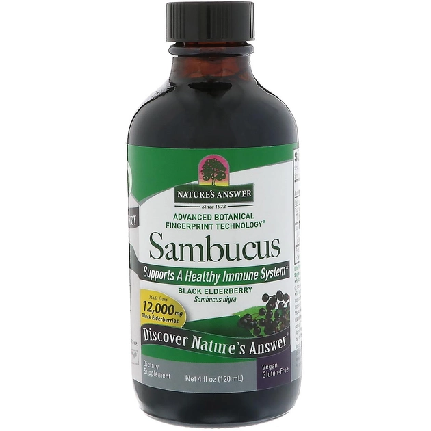 Чорна бузина Nature's Answer Sambucus сироп для зміцнення імунітету для дітей та дорослих без спирту 120 мл - зображення 1