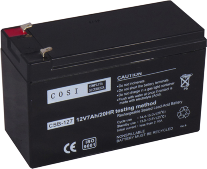 Аккумуляторная батарея COSI AGM 12V 7Ah Terminal T1 4.75 мм (CSB-127) (NV820863) - изображение 1