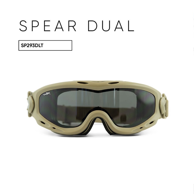 Тактична маска WILEY X SPEAR Dual Smoke/Clear/Rust Tan Frame (3 лінзи) Оливкова матова - изображение 1