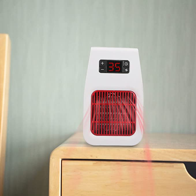 Тепловентилятор мини настольный Handy heater ultra 900Вт портативный электрообогреватель комнатный, с пультом и таймером Белый с красным - изображение 2
