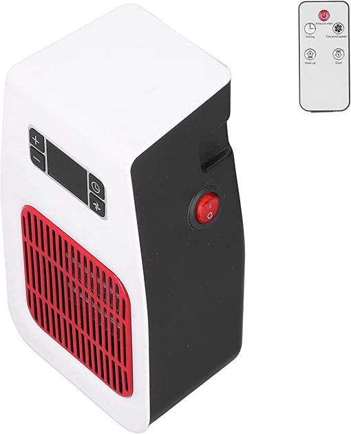 Тепловентилятор мини настольный Handy heater ultra 900Вт портативный электрообогреватель комнатный, с пультом и таймером Белый с красным - изображение 3