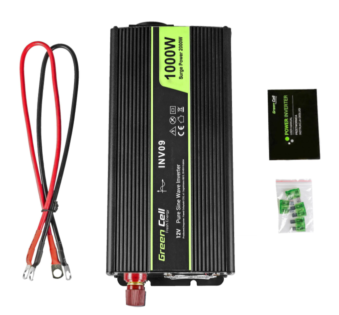 Инвертор Green Cell 12V-230V 1000/2000W (INV09) Чистый синус (подходит для котлов) - изображение 3