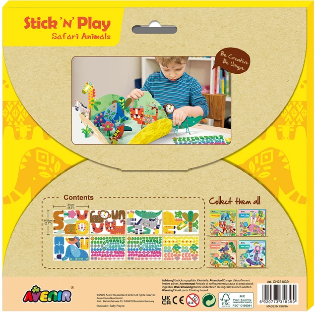 Набір для творчості Avenir Stick "N" Play – Тварини сафарі 8 аркушів CH221839 (6920773318390) - зображення 8