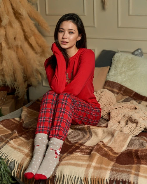 Жіноча парна піжама новорічний олень FAMILY LOOK для сім'ї - XL - Фото 6 Жіноча парна піжама новорічний олень FAMILY LOOK для сім'ї - XL - зображення 6