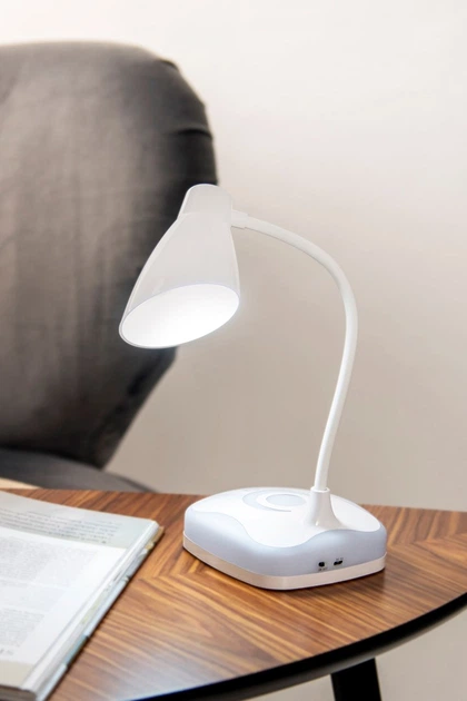 Настільна лампа Activejet CLASSIC PLUS 7W 250lm 6000K 5V USB з акумулятором 1000mAh біла - зображення 6