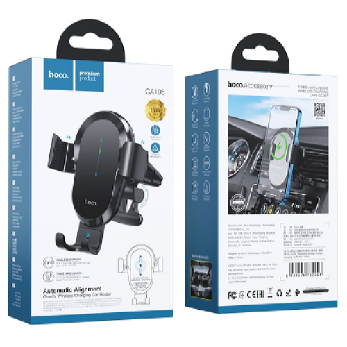 Универсальный держатель HOCO wireless charging car holder CA105 90г black - изображение 5
