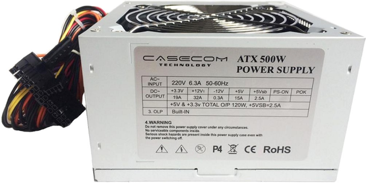 Блок питания Casecom 500W, 120mm, 2xSATA, Bulk (CM 500 ATX) - изображение 1