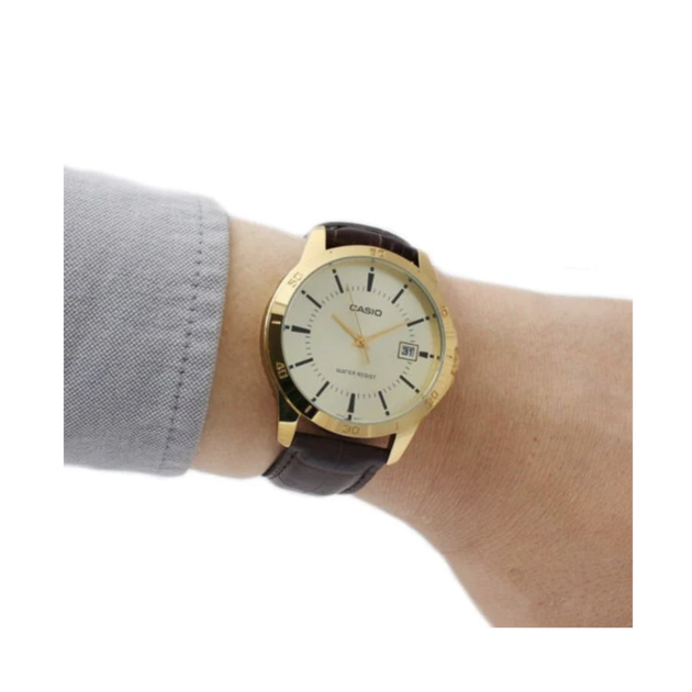 Чоловічий годинник Casio MTP-V004GL-9A Золотисто-коричневий - Фото 5 Чоловічий годинник Casio MTP-V004GL-9A Золотисто-коричневий - зображення 5