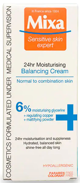 Крем Mixa Hydrating для нормальної та комбінованої чутливої шкіри обличчя 50 мл (3600550932799) - зображення 2