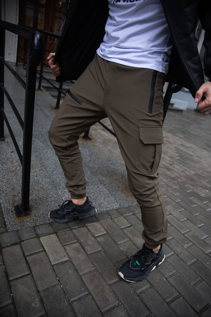 Чоловічі зимові тактичні штани Soft Shell хакі на флісі Flash Карго L - зображення 1