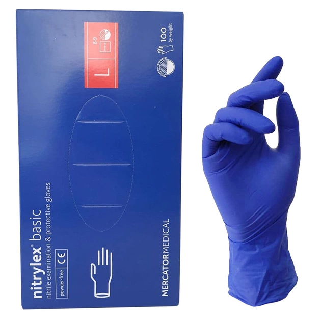 Перчатки нитриловые NITRYLEX синие L 100 шт - изображение 1