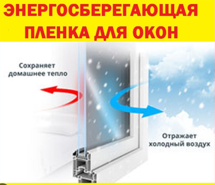 Теплосберегающая пленка термопленка с напылением + скотч 20мкм для окон ...
