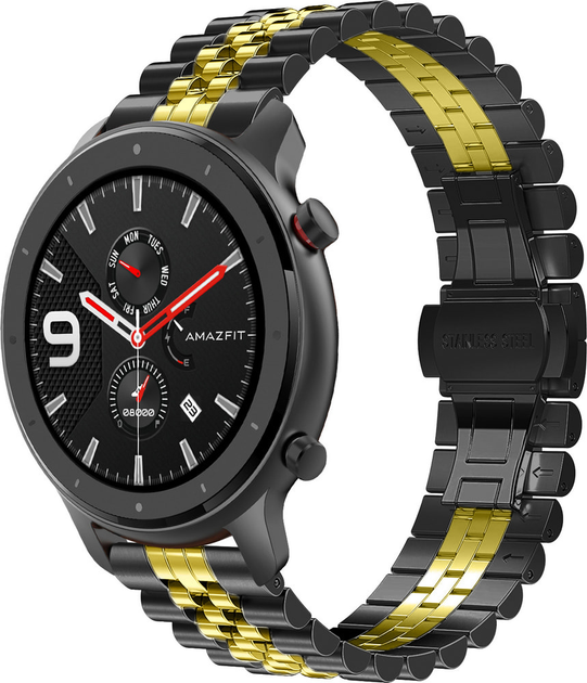 Металлический Браслет Stech Line для Amazfit GTR 47mm Black Gold (29149 ...