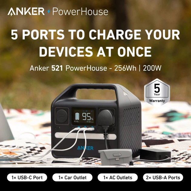 Зарядная станция Anker PowerHouse 521 / 398 Вт / 256 Вт⋅ч