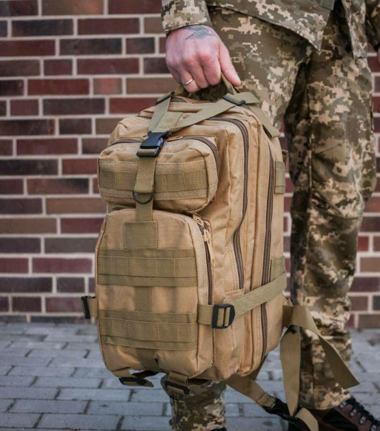 Универсальный военно-тактический рюкзак 30 л койот - изображение 2