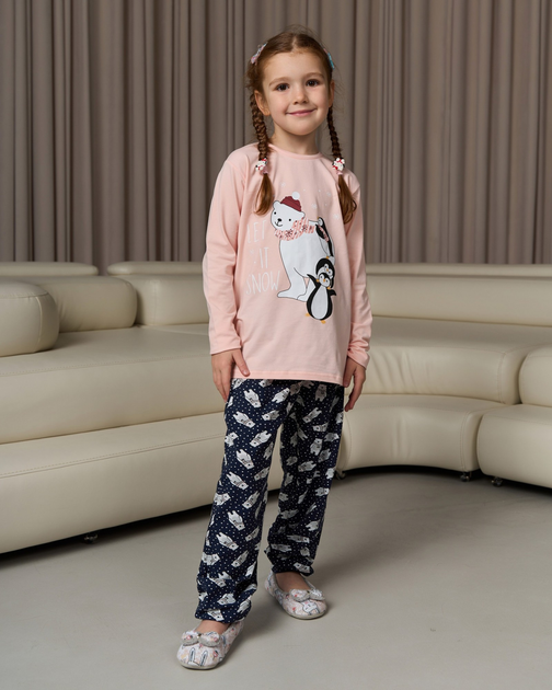 Комплекты новогодних пижам медведь и пингвины - family look для мамы и ...