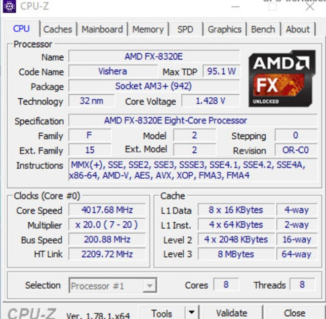 Процессор AMD 8-ЯДЕРНЫЙ FX-8320E 95W ( Редкая Версия ) 3.2 - 4.0 GHz ...