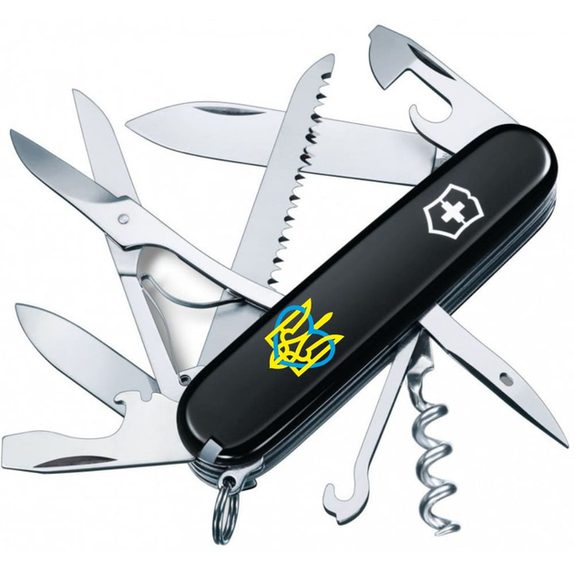 Складной нож Victorinox HUNTSMAN UKRAINE Трезубец с сердцем 1.3713.3_T1320u - изображение 1