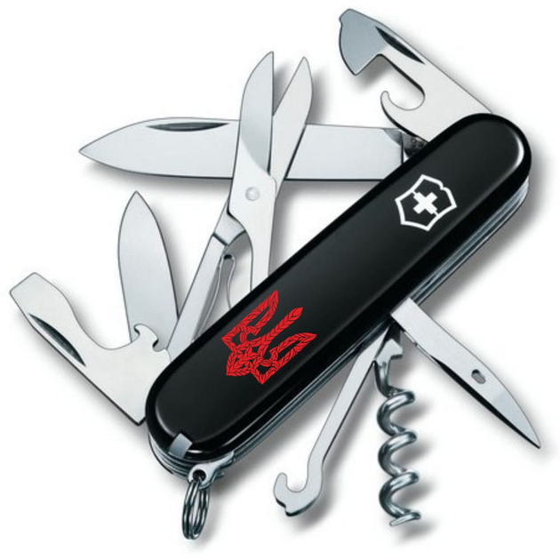 Складной нож Victorinox CLIMBER UKRAINE Трезубец плетёный крас. 1.3703.3_T0691u - изображение 1