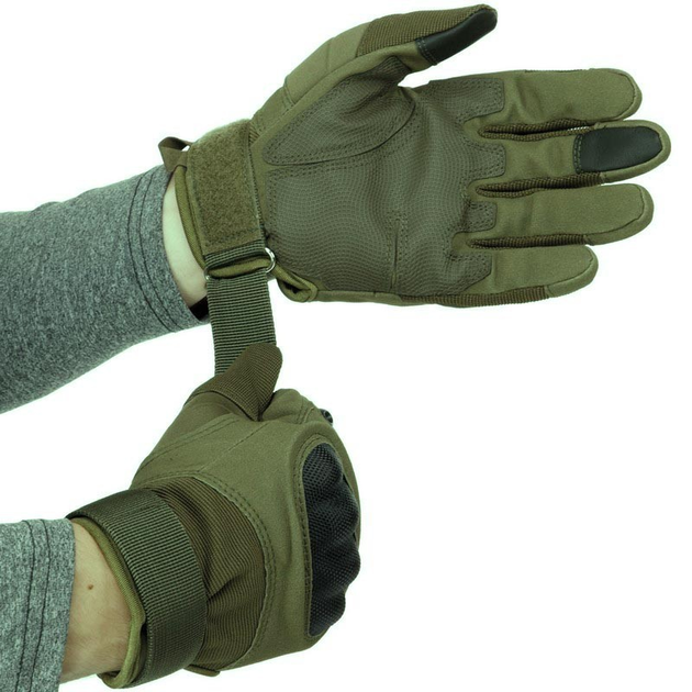 Сенсорные перчатки тактические военные-армейские OAKLEY полнопалые с защитой костяшек, боевые, с закрытыми пальцами XL Оливковый BC-8798 - изображение 2