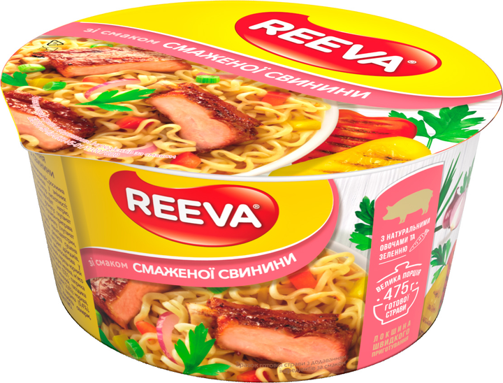Упаковка лапши быстрого приготовления Reeva со вкусом жареной свинины ...