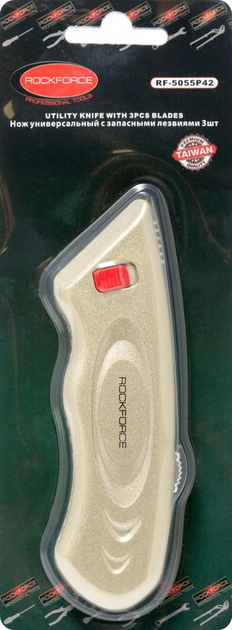 Нож универсальный в металлическом корпусе с запасными лезвиями 3шт, в блистере ROCKFORCE RF-5055P42 - изображение 2