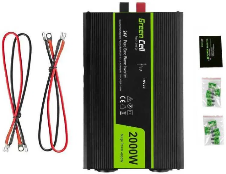 Інвертор перетворювач 12v 220v green cell 4000/2000W чиста синусоїда - зображення 2