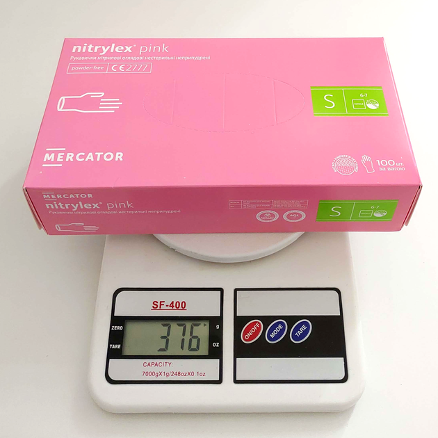 Нитриловые перчатки Nitrylex® Pink, плотность 3.5 г. - розовые (100 шт) S (6-7) - изображение 2