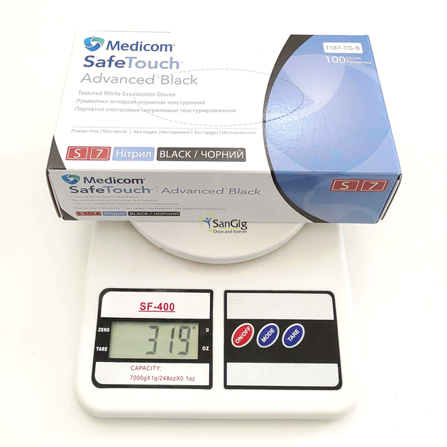 Нітрилові рукавички Medicom, щільність 3.5 г. - SafeTouch Advanced Black - Чорні (100 шт) S (6-7) - изображение 3