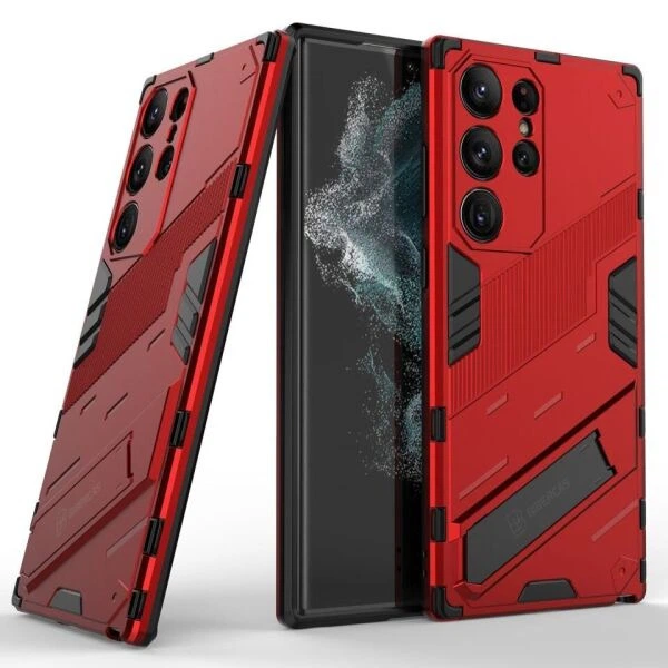 Захисний чохол з підставкою Deexe Bibercas для Samsung Galaxy S23 Ultra - Red - зображення 2