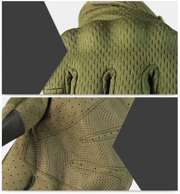 Перчатки тактические FG FQ2023 Зеленый L полнопалые с защитой на костяшках + сенсорные нашивки - изображение 2