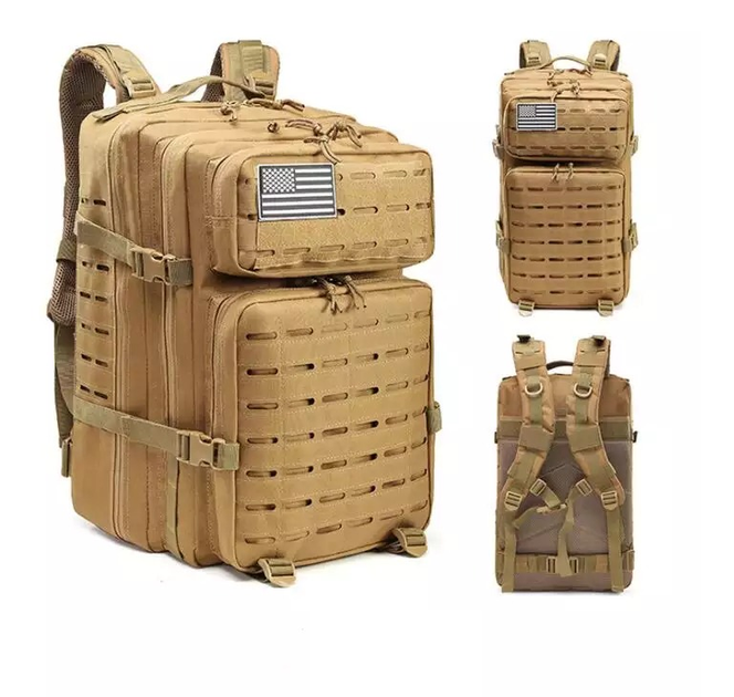 Рюкзак тактический FG Хаки 45 л с системой подвески Molle + поясной ремень - изображение 1