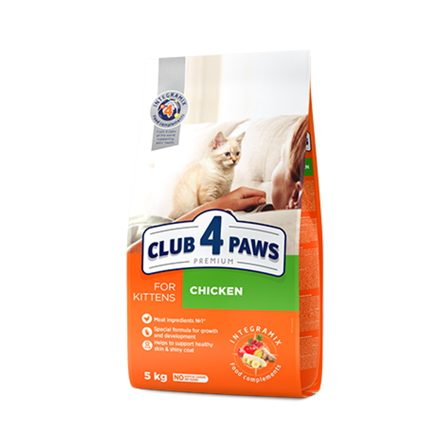 Клуб 4 лапы CLUB 4 PAWS Премиум для котят "КУРКА". Полнорационный сухой ...